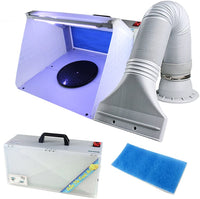 OPHIR 2 juegos de cabina de aerosol para aerógrafo con filtro de iluminación LED, cabinas de aerosol de pintura portátil para modelo, manualidades, uñas, tarta, camiseta (2) - Arteztik
