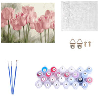 Números de pintura para adultos y niños, pintura de tulipanes por números, pintura acrílica por números, kit de pintura para el hogar, pared, salón, dormitorio, decoración, tulipanes rosas - Arteztik
