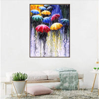 Pintura de diamantes 5D, bricolaje con diamantes de imitación, bordado de punto de cruz, manualidades, obras de arte, lienzo, decoración de pared, 12 x 16 pulgadas, paseo en la lluvia - Arteztik
