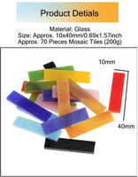 Jili en línea 70 piezas varios colores vidrio Piezas mosaico azulejos Tessera para artes bricolaje forma de rectángulo Craft 10 x 40 mm - Arteztik
