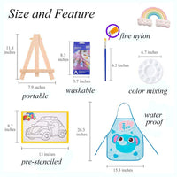 Kaorary - Juego de pintura infantil para niñas, incluye 1 bolsa de almacenamiento, 12 pinturas lavables, 1 caballete de pintura libre de arañazos, 6 lienzos, 6 pinceles de pintura, 1 paleta y 1 delantal impermeable - Arteztik
