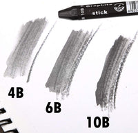 Set de palillos de grafito – solubles en agua – 4B 6B 10B, suministros de dibujo artístico para lápices de dibujo y sombreado, bocetos de artista – 3 piezas - Arteztik
