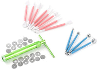 QWORK - Herramienta de mano para decoración de tartas, 20 piezas de pasta extrusora de arcilla, azucarero, pistola para tartas y 4 piezas de bola de metal para modelar tartas y 8 herramientas de modelado de arcilla de plástico - Arteztik
