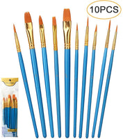 Juego de 10 pinceles de pintura acrílica, juego de pinceles de nailon, punta redonda, pinceles para pintura al óleo, acuarela, kit profesional para artistas, arte de uñas faciales, para niños y adultos - Arteztik
