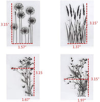 Lote de 4 sellos de goma transparentes con diseño de diente de león y flores de lavanda - Arteztik
