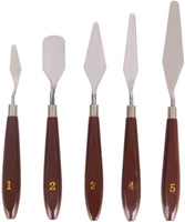 Cuchillo de pintura, 5 cuchillos de paleta de espátula con hoja de acero inoxidable y mango de madera, kit de rascador de mezcla para artistas, pintura al óleo, acuarela al óleo, manualidades, roca, pintura facial - Arteztik
