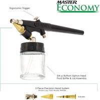Master Airbrush Modelo E91 aerógrafo Conjunto Master single-action External Mix sifón Feed aerógrafo Set con punta de 0,8 mm, y 1/entrada de aire 8" - Arteztik
