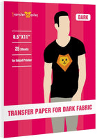 Transfer Master - Papel de transferencia de calor para impresiones por inyección de tinta, tela oscura, para camisetas personalizadas, bolsas, 8.5 x 11.0 in, 25 hojas - Arteztik
