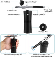 Cinlinso Airbrush Kit, Rechargeable Cordless Airbrush Compressor, Portable Airbrush Gùn Airbrush Set Air Brush Painting Kits for Makeup, Model Painting, Nail Art, Tattoo, Art Craft, Cake Decor - Arteztik
