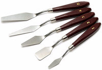 5-Piece Pintura Espátula Juego de cuchillos acero inoxidable cuchillo de paleta pintura al óleo accesorios mezcla de colores - Arteztik
