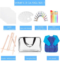Kit de pintura acrílica para lienzo, kit de pintura con caballete de madera, lienzos de 8 x 10 pulgadas, 12 pinturas lavables no tóxicas para dibujo, pintura de lienzo para niños - Arteztik
