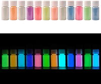 Glow in The Dark Pigment Powder with UV Lamp, Luminous Powder Self Glowing Dye for Painting Crafts Epoxy Resin DIY Nail Art, Festivals, Theme Party, Halloween (0.7oz Each) - 12 Color - Arteztik
