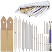 15 piezas tocones y Tortillions con juego de 2 piezas Papel de lija sacapuntas y 1 lápiz herramienta de extensión para Sketch Dibujo - Arteztik
