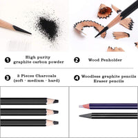 Lápices de dibujo premium – 24 piezas profesionales juego de lápices incluye grafito, carbón y lápices de borrador (7H-14B), lápices de grafito sombreado para artistas adultos y niños, bocetos - Arteztik
