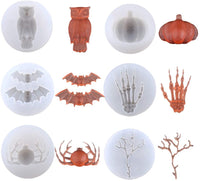 Juego de moldes de resina para fundición de joyas, diseño de búho, calabaza, araña, esqueleto, mano, epoxi, 6 unidades - Arteztik
