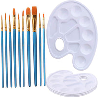 Elisel - Juego de 10 pinceles de acuarela y 4 paletas de pintura para niños y adultos para crear paletas de pintura (10 pinceles + 4 paletas) - Arteztik

