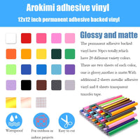 Hojas de vinilo adhesivo permanente con respaldo de 12.0 x 12.0 in. - Arteztik
