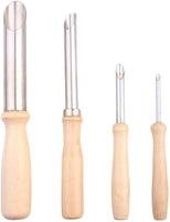 4 piezas de cortadores de agujeros semiredondos de acero inoxidable y mango de madera, arcilla de cerámica, herramientas para modelar círculos. - Arteztik
