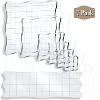 7 piezas de bloques de sellos de acrílico transparente con cuadrícula y agarre, bloques de sellos decorativos para álbumes de recortes, manualidades, manualidades y adornos - Arteztik
