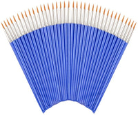 Juego de 50 pinceles de pintura, mango de plástico corto, cepillos de pelo de nailon para pintura acrílica, acuarela, arte, para niño, artista, estudiante, principiante, Mix(25plana +25round#1) - Arteztik

