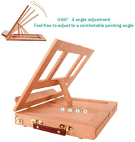 Caballete de mesa ajustable de madera de haya, caballete de escritorio portátil para pintura, bocetos, dibujo con cajón de almacenamiento y 1 paleta de pintura, adecuado para adultos, niños, principiantes y artistas - Arteztik
