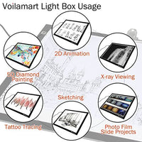 Voilamart - Cuadro de luz LED A2 para cuadro de luz con panel de iluminación, brillo regulable con clip de papel, 2 cables, para dibujo de manualidades, dibujo, plantilla de dibujo - Arteztik
