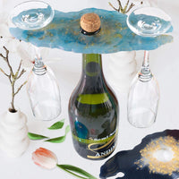 Insnug - Moldes de resina epoxi de silicona para posavasos, soporte para vino de ágata con copos de lámina de oro rosa, botella de vino, estante de cristal, resina fundida, purpurina brillante para decoración del hogar - Arteztik
