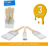 US Art Supply - Juego de 3 pinceles de cerdas sintéticas de diferentes tamaños para pintura, manchas, barnices, pegamento y Gesso - Arteztik
