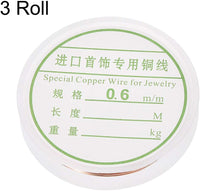 Uxcell alambre de cobre para manualidades, calibre 23, 0.024 in de diámetro. Alambre de metal flexible rojo para manualidades de bricolaje 14.5 pies/4.5 yardas 3 rollos - Arteztik
