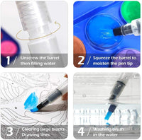 Juego de pinceles de acuarela – Super fácil de usar y llenar, juego de pinceles de acuarela de 9 piezas para lápices de colores solubles en agua, pincel acuático para principiantes, regalo de vuelta a la escuela - Arteztik
