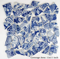 Lanyani Roto China Mosaico Azulejos, Azulejo de cerámica de porcelana azul y blanca esmaltado irregular para manualidades - Arteztik
