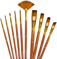 Juego de pinceles de pintura acrílica – 10 tamaños diferentes de pinceles de pintura para acuarela acrílica óleo Gouache – Regalo perfecto para principiantes, adultos, estudiantes o profesionales - Arteztik
