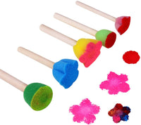 5 esponjas de pintura, cepillo de espuma, esponja de espuma, juguetes para niños, diseño colorido DIY juguetes de madera Graffiti herramientas mango - Arteztik
