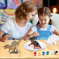 Kit de pintura de dinosaurios para niños – 8 juguetes de dinosaurio de pintura para niños + 5 acuarelas + 4 cepillos + 8 platos de pintura, juego de pintura de dinosaurio 3D, artes y manualidades para niños – Pinta tus propias manualidades de dinosaurio - Arteztik
