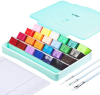 HIMI Gouache - Juego de 24 pinturas no tóxicas de colores vibrantes con paleta de pinceles, portátil para artistas, pintura sobre lienzo, papel de acuarela, pigmento rico, 1.0 fl oz/taza - Arteztik
