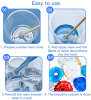 Moldes de resina de Jetika 6 piezas de silicona para posavasos + 3 piezas de resina epoxi brillante en copos de oro y resina epoxi, regalo para hacer esteras de taza/geoda ágata rebanada posavasos/soportes para cuencos/colgantes/decoración del hogar - Arteztik
