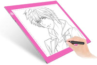 ME456 - Caja de luz LED de tamaño A4 para dibujo de tatuajes, diseño de animación, dibujo de dibujos, color rosa - Arteztik
