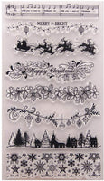Sellos de goma transparente con diseño de copos de nieve, para árbol de Navidad - Arteztik
