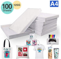 Papel de sublimación PYD Life tamaño A4, 100 hojas, transferencia de calor para camiseta, bolsas, tazas, vasos, botellas, platos, utiliza tinta de sublimación - Arteztik
