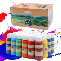 Artecho - Juego de pintura acrílica para arte, 18 colores, 2.0 fl oz, suministros básicos de pintura acrílica para madera, tela, manualidades, lienzo, cuero y piedra - Arteztik
