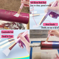 Juego de brochas epoxi de silicona para hacer vasos epoxi con purpurina, palos de aplicación epoxi flexibles reutilizables para espredar una capa uniforme de resina epoxi en vasos y vasos (Pack de 4) - Arteztik
