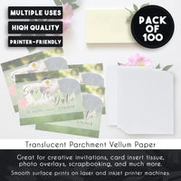 Paquete de 100 hojas de papel vitela - Papel blanco traslúcido para dibujar y calcar - 8 1/2 x 11 pulgadas - Papel tradicional para dibujar cómics y animaciones - Arteztik
