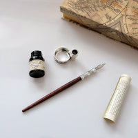 GC – Pluma de madera antigua de tallo hecho a mano de caligrafía Pen Set de pluma de inmersión pluma pluma pluma pluma escritura estuche con tinta negra titular cartuchos LL-18 - Arteztik
