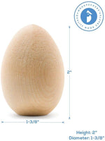 Woodpeckers - Huevos de madera de 1 a 3/8 pulgadas, parte inferior plana de madera sin terminar para manualidades de Pascua, sin pintar, listo para pintar y decorar. - Arteztik
