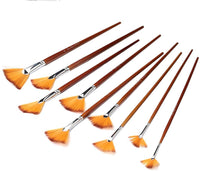 WODE Shop Juego de 9 pinceles para ventilador de artista, de nailon, con mango largo, pinceles para pintura al óleo acrílica, acuarela - Arteztik
