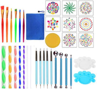 Juego de 35 herramientas para puntear mandalas para pintura de roca, lilana, mandala, juego de plantillas de puntos, incluye herramientas de punteo con bolsa de almacenamiento. - Arteztik
