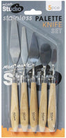Mont Marte Studio Palette - Juego de cuchillos (5 piezas) Selección de diferentes tamaños y estilos de cuchillos de paleta de acero inoxidable. - Arteztik

