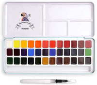 Meiliang - Pintura para acuarela, juego de 36 colores en media sartén con una caja mental y un pincel de agua para artistas, pintura, profesionales y pintores principiantes - Arteztik

