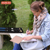 Shuttle Art - Juego de lápices de dibujo y dibujo, 37 piezas, con estuche de transporte, kit de dibujo, suministros de arte con bastones de carbón de grafito, libro de bocetos para adultos y niños - Arteztik
