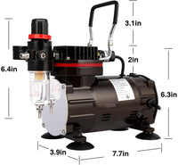 VIVOHOME 110-120V Sistema de pintura profesional de aerografía con compresor de aire de 1/5 HP y 3 kits de aerógrafo para tatuajes, zapatos de maquillaje, decoración de tartas, negro certificado ETL - Arteztik
